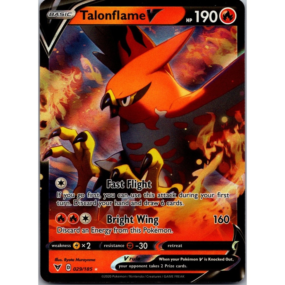 Talonflame V Ultra Rare Pokemon Card Vivid Voltage 029/185 Holo SWSH04 LP